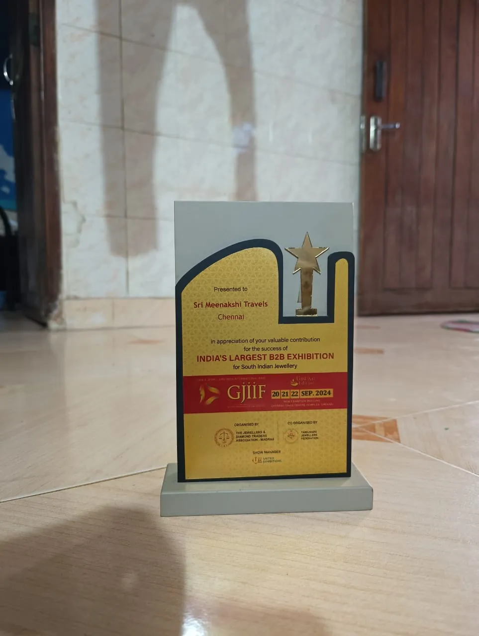 GJIIF September 2024 appreciation award presented to Sri Meenakshi Travels Chennai